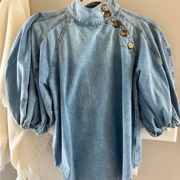 a loves a Blue Denim Bow Top - Picture 4 of 4